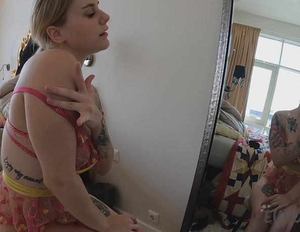 Stretching Her Pussy and Anus with Big Dildos Hot Model Melonie Masturbates in Front of a Mirror