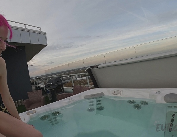 Underwater Jacuzzi Glass Dildo Masturbation and Showering with Lily Angelic