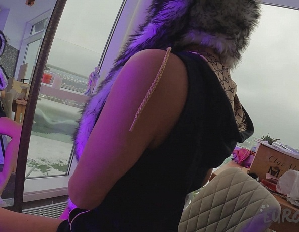 Queen Touches And Rubs Her Body While Looking At Herself In A Mirror On A Snowy Day